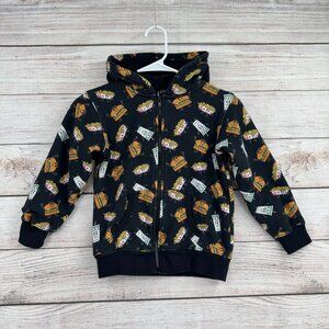 In N Out Double Double Fries Drink Print‎ Full Zip Hoodie Youth Medium Black